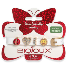 BJB009 BRACCIALE SILIC BIANCO GOLD PLATED