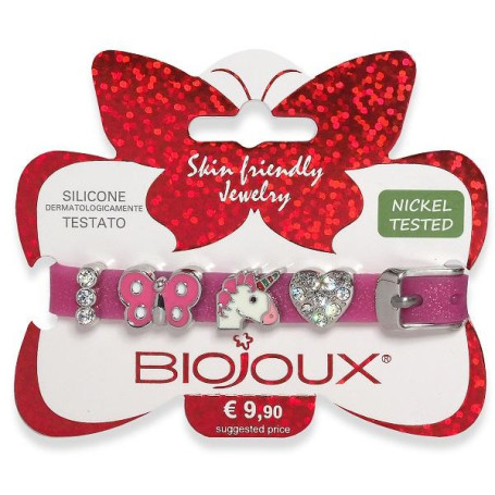 BJB011 BRACCIALE SILIC FUCSIA STAINLESS STEEL