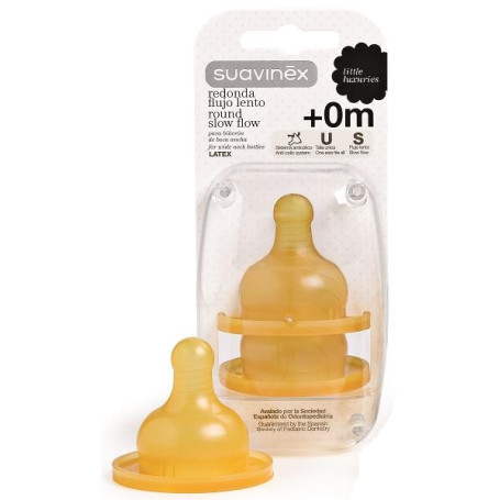 SUAVINEX LITTLE LUXURIES TETTARELLA IN LATTICE ROTONDA FLUSSO LENTO +0 MESI 2 PEZZI