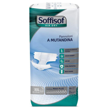 PANNOLINO MUTANDINA AIR DRY SOFFISOF MAXI PLUS XXL 15 PEZZI