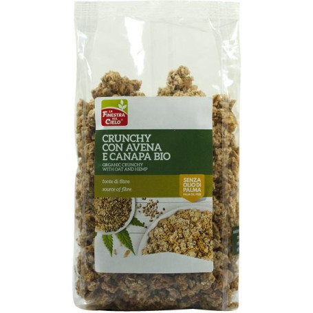 FSC CRUNCHY CON AVENA E CANAPA BIO AD ALTO CONTENUTO DI FIBRA CON OLIO DI GIRASOLE E SENZA OLIO DI PALMA 375 G