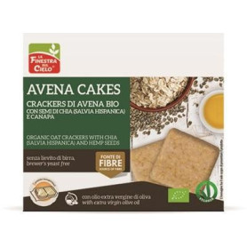 FSC AVENACAKES CRACKERS DI AVENA CON SEMI DI CANAPA E CHIA BIO VEGAN SENZA LIEVITO DI BIRRA AD ALTO CONTENUTO DI FIBRA 250 G