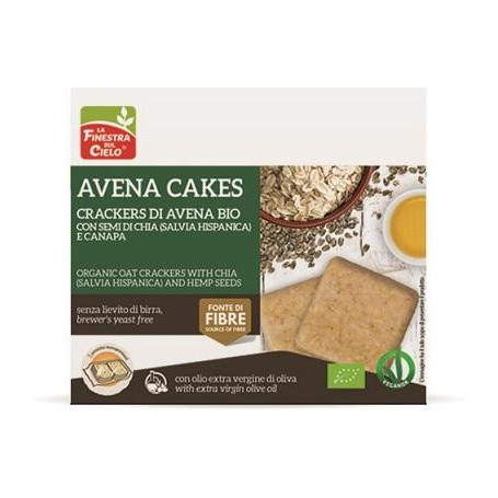 FSC AVENACAKES CRACKERS DI AVENA CON SEMI DI CANAPA E CHIA BIO VEGAN SENZA LIEVITO DI BIRRA AD ALTO CONTENUTO DI FIBRA 250 G