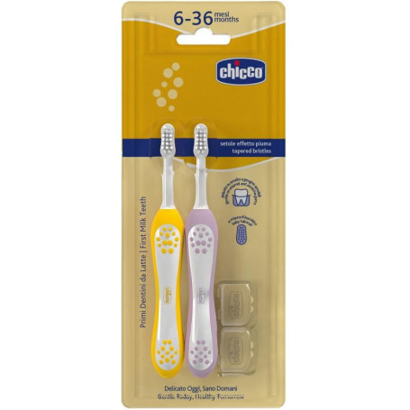 CHICCO SPAZZOLINO 6-36 MESI DOPPIO ROSA-GIALLO