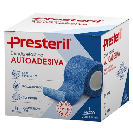 BENDA ELASTICA AUTOADESIVA LATEX FREE PRESTERIL CM 5X4,5 M TESI BLU