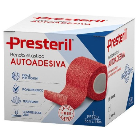 BENDA ELASTICA AUTOADESIVA LATEX FREE PRESTERIL CM 5X4,5 M TESI ROSSO