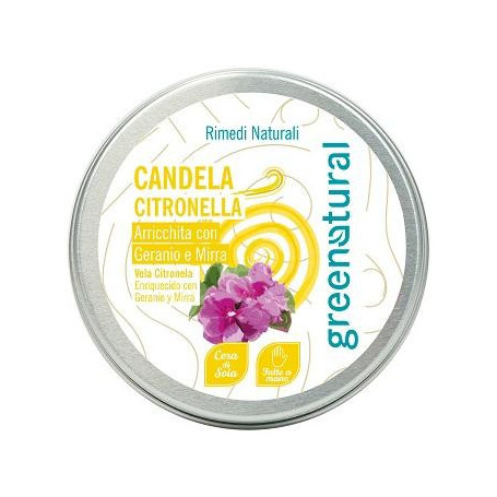 GREENATURAL CANDELA CITRONELLA GERANIO MIRRA 45 G