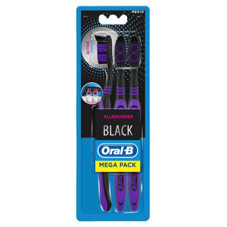 ORALB ALL ROUNDER BLACK SPAZZOLINO MANUALE 3 PEZZI