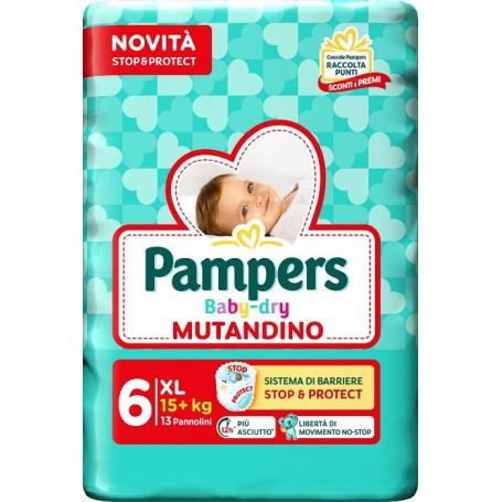 PAMPERS BABY DRY PANNOLINO MUTANDINA EXTRA LARGE SMALL PACK 13 PEZZI