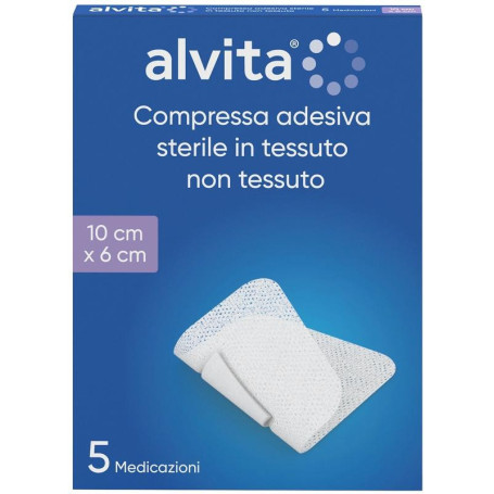 GARZA COMPRESSA ADESIVA ALVITA TNT 10X6CM 5 PEZZI