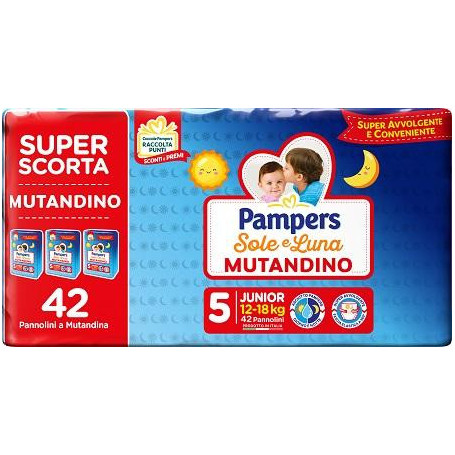 PAMPERS SOLE LUNA MUTANDINA TRIO JUNIOR 42 PEZZI