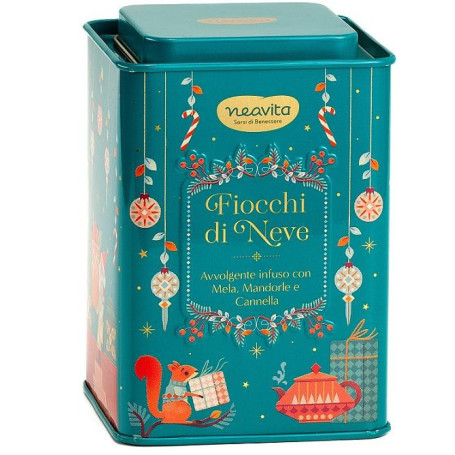NEAVITA INFUSO FIOCCHI DI NEVE FILTROSCRIGNO IN SQUARE TIN VERDE NATALE 12 FILTRI DA 3,5 G