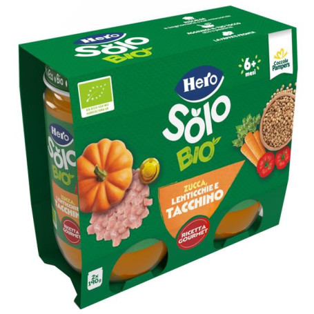 HERO SOLO BIPACCO OMOGENEIZZATO VERDURE TACCHINO 2 PEZZI DA 190 G