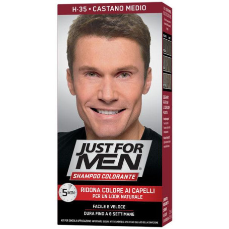 JUST FOR MEN SHAMPOO COLORANTE H35 CASTANO MEDIO ATTIVATORE CHIARO 38,5 ML + BASE COLORE 27,5 ML