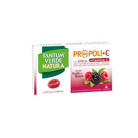 TANTUM VERDE NATURA PROPOLI+C CON ZINCO E VITAMINA C 15 PASTIGLIE GOMMOSE GUSTO FRUTTI DI BOSCO