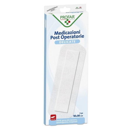 MEDICAZIONE POST OPERATORIA STERILE GARZA ANTIADERENTE 10X30 CM 3 PEZZI PROFAR